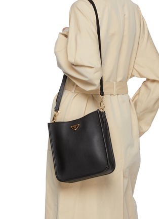 Figure View - Click To Enlarge - PRADA - Soft Grain Leather Crossbody Bag