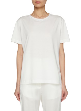 Main View - Click To Enlarge - FABIANA FILIPPI - Embroidered Neckline Cotton T-Shirt