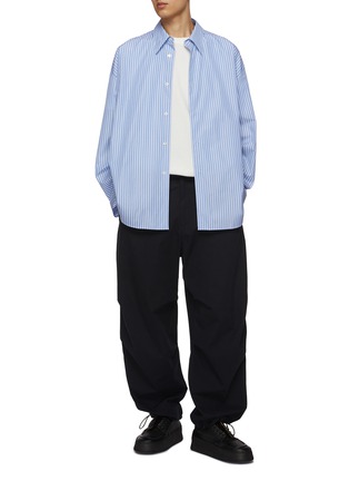 Figure View - Click To Enlarge - STUDIO NICHOLSON - Drop Shoulder Striped Cotton Shirt