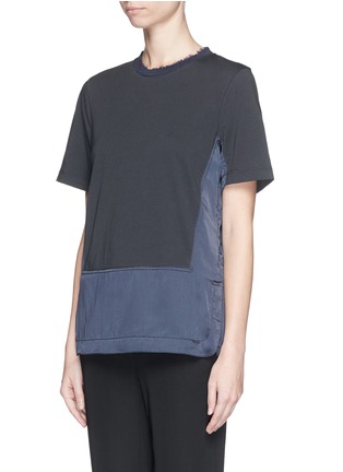 Front View - Click To Enlarge - 3.1 PHILLIP LIM - Silk charmeuse trim cotton voile T-shirt