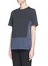 Front View - Click To Enlarge - 3.1 PHILLIP LIM - Silk charmeuse trim cotton voile T-shirt