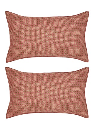 Main View - Click To Enlarge - SOCIETY LIMONTA - Nap Grid Printed Ramie Pillowcase Set of 2 — Fucsia