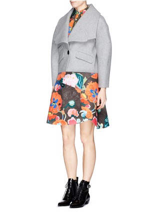 Figure View - Click To Enlarge - CHICTOPIA - Wide lapel oversize wool felt cropped jacket