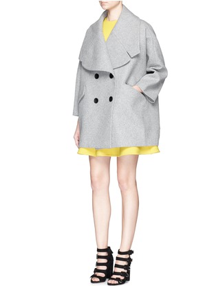 Figure View - Click To Enlarge - CHICTOPIA - Wide lapel oversize wool felt short coat