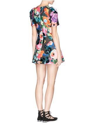 Back View - Click To Enlarge - CHICTOPIA - Floral print scuba jersey flare dress