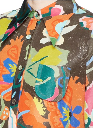 Detail View - Click To Enlarge - CHICTOPIA - Floral print point collar silk-cotton shirt