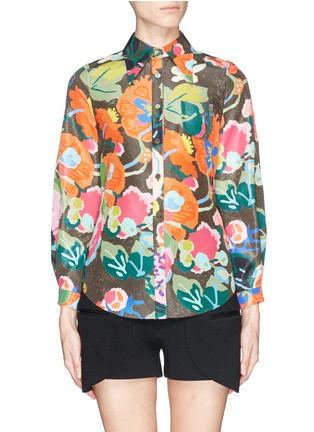 Main View - Click To Enlarge - CHICTOPIA - Floral print point collar silk-cotton shirt