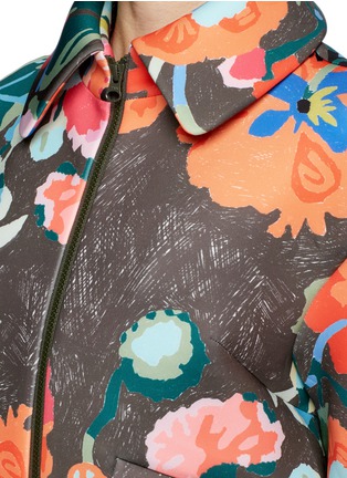 Detail View - Click To Enlarge - CHICTOPIA - Floral print scuba jersey cropped bomber jacket