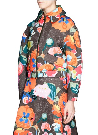 Front View - Click To Enlarge - CHICTOPIA - Floral print scuba jersey cropped bomber jacket