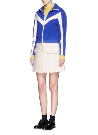 Figure View - Click To Enlarge - CHICTOPIA - Chevron cloqué crepe cropped bomber jacket