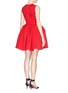 Back View - Click To Enlarge - CHICTOPIA - Origami rose cutout wool flare dress