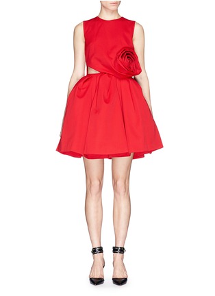 Main View - Click To Enlarge - CHICTOPIA - Origami rose cutout wool flare dress