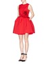 Figure View - Click To Enlarge - CHICTOPIA - Origami rose cutout wool flare dress
