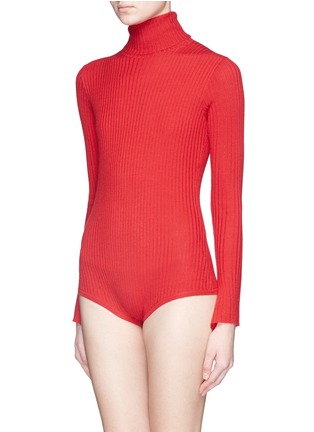 Detail View - Click To Enlarge - CHICTOPIA - Turtleneck wool blend knit leotard