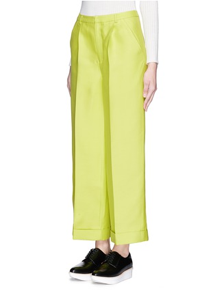 Front View - Click To Enlarge - CHICTOPIA - Neon silk-wool cropped tailored pants