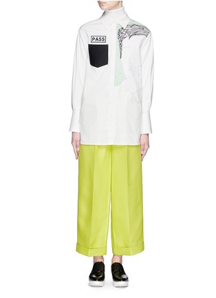 Figure View - Click To Enlarge - CHICTOPIA - Neon silk-wool cropped tailored pants