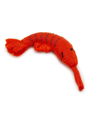 Front View - Click To Enlarge - WARE OF THE DOG - Shrimp Felted Wool Cat Toy