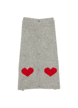 Main View - Click To Enlarge - WARE OF THE DOG - Heart Cardigan Size 4 — Grey/Red