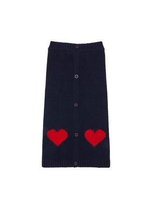 Main View - Click To Enlarge - WARE OF THE DOG - Heart Cardigan Size 2 — Dark Blue/Red