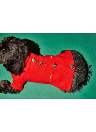 Detail View - Click To Enlarge - WARE OF THE DOG - Pom Pom Cardigan Size 1 — Red/Multi