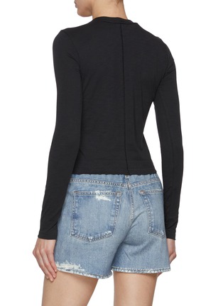 Back View - Click To Enlarge - RAG & BONE - Logo Print Cropped Crewneck Cotton Shirt