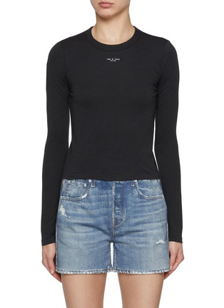 Main View - Click To Enlarge - RAG & BONE - Logo Print Cropped Crewneck Cotton Shirt