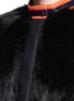 Detail View - Click To Enlarge - TANYA TAYLOR - 'Fran' coated stripe faux fur biker jacket