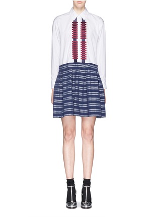 Main View - Click To Enlarge - TANYA TAYLOR - 'Frida' graphic embroidery stripe shirt dress