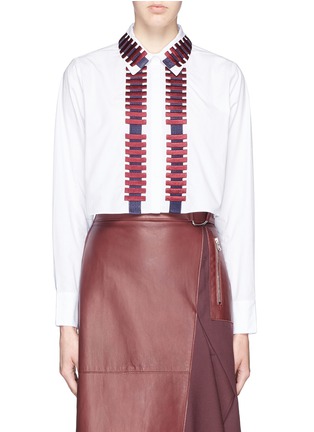 Main View - Click To Enlarge - TANYA TAYLOR - 'Penny' graphic embroidery cropped shirt
