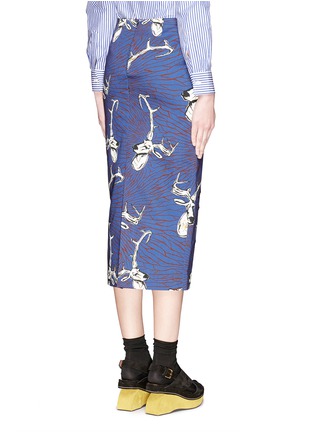 Back View - Click To Enlarge - STELLA JEAN - 'Bridgeport' sequin stag print pencil skirt