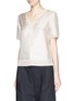Front View - Click To Enlarge - RAG & BONE - 'Helena' knit trim silk top
