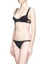 Figure View - Click To Enlarge - LA PERLA - 'Tulle Nervures' silk satin ribbed tulle thong