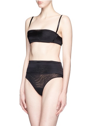 Figure View - Click To Enlarge - LA PERLA - 'Tulle Nervures' ribbed tulle high waist thong