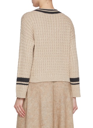 Back View - Click To Enlarge - BRUNELLO CUCINELLI - Sequin Cable Knit Sweater