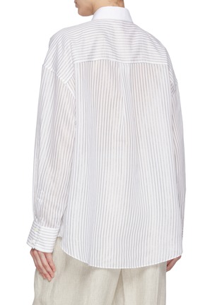 Back View - Click To Enlarge - BRUNELLO CUCINELLI - Sparkle Pinstripe Gauze Shirt