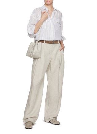 Figure View - Click To Enlarge - BRUNELLO CUCINELLI - Sparkle Pinstripe Gauze Shirt