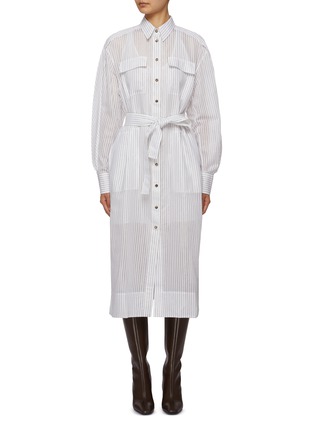 Main View - Click To Enlarge - BRUNELLO CUCINELLI - Pinstripe Shirt Dress