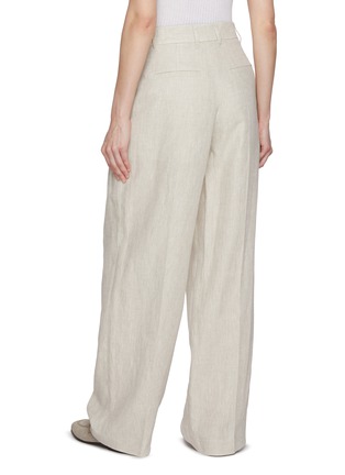 Back View - Click To Enlarge - BRUNELLO CUCINELLI - Loose Fit Pleated Linen Trousers