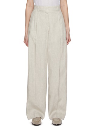 Main View - Click To Enlarge - BRUNELLO CUCINELLI - Loose Fit Pleated Linen Trousers