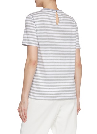 Back View - Click To Enlarge - BRUNELLO CUCINELLI - Monili Neckline Striped Cotton T-shirt