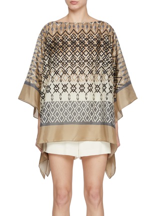 Main View - Click To Enlarge - BRUNELLO CUCINELLI - Printed Silk Poncho