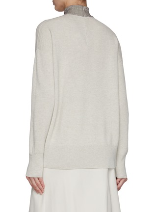 Back View - Click To Enlarge - BRUNELLO CUCINELLI - Monili Embellished Stand Collar Cashmere Jumper