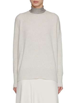 Main View - Click To Enlarge - BRUNELLO CUCINELLI - Monili Embellished Stand Collar Cashmere Jumper