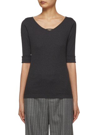 Main View - Click To Enlarge - BRUNELLO CUCINELLI - Monili Embellished Neckline T-shirt