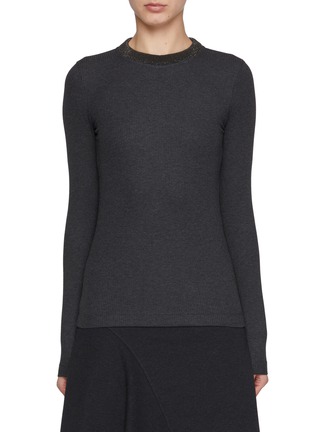 Main View - Click To Enlarge - BRUNELLO CUCINELLI - Monili Embellished Ribbed Knit Crewneck Top