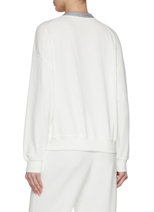 Back View - Click To Enlarge - BRUNELLO CUCINELLI - Monili Embellished Collar Cotton Fleece Sweatshirt