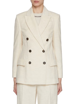 Main View - Click To Enlarge - BRUNELLO CUCINELLI - Double Breasted Corduroy Blazer