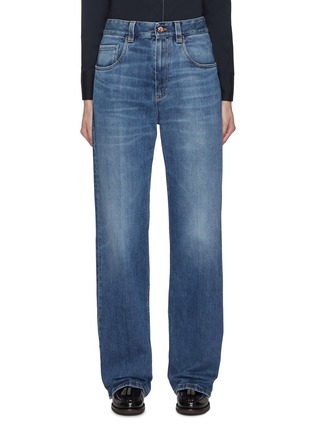 Main View - Click To Enlarge - BRUNELLO CUCINELLI - Straight Leg Medium Washed Denim Jeans