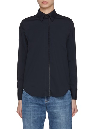 Main View - Click To Enlarge - BRUNELLO CUCINELLI - Monili Embellished Concealed Placket Shirt