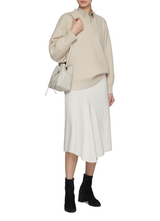 Figure View - Click To Enlarge - BRUNELLO CUCINELLI - Asymmetric Hem Midi Skirt